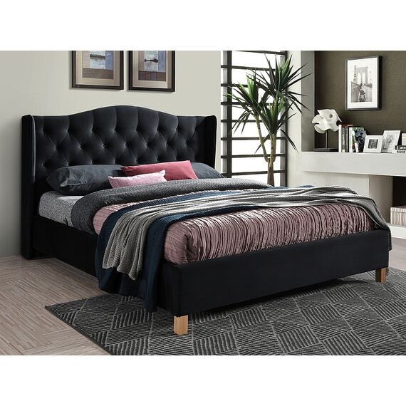 Кровать ASPEN VELVET BLUVEL 19 (черный/дуб)