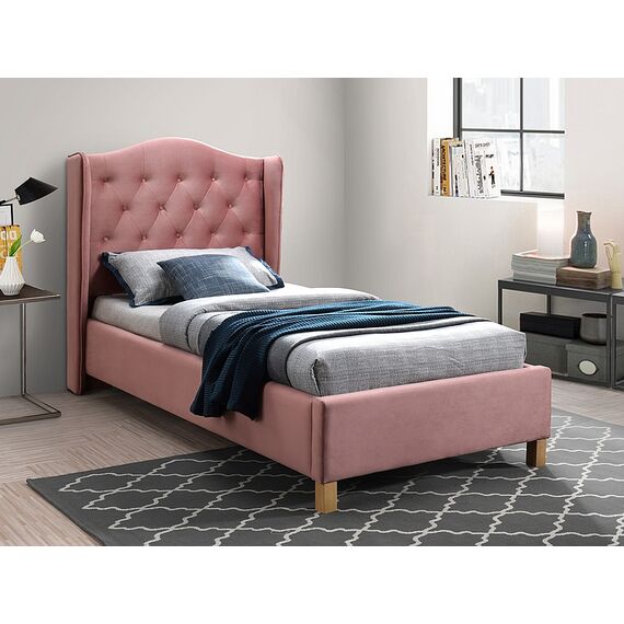 Кровать ASPEN VELVET BLUVEL 52 (античный розовый/дуб)