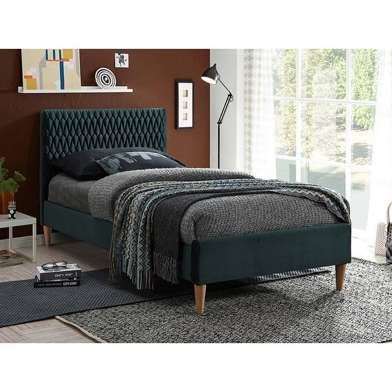Кровать AZURRO VELVET BLUVEL 78 (зеленый/дуб), Размер спального места: 90х200