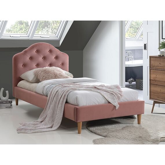 Кровать CHLOE VELVET BLUVEL 52 (античный розовый/дуб)