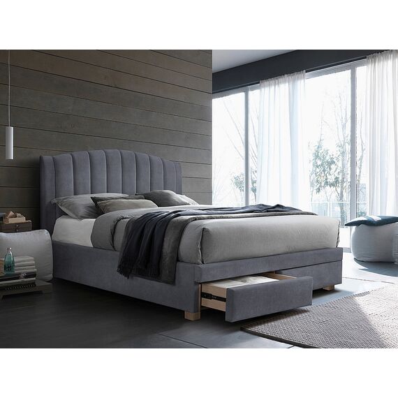 Кровать EMOTION VELVET TAP. 142 (серый/дуб)