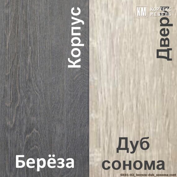 Шкаф-купе Лагуна ШК01-02 1120/2200/650 (береза/дуб сонома), изображение 5