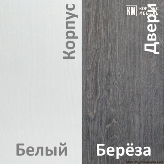 Шкаф-купе Лагуна ШК01-00 1120/2200/650 (белый/береза), изображение 5