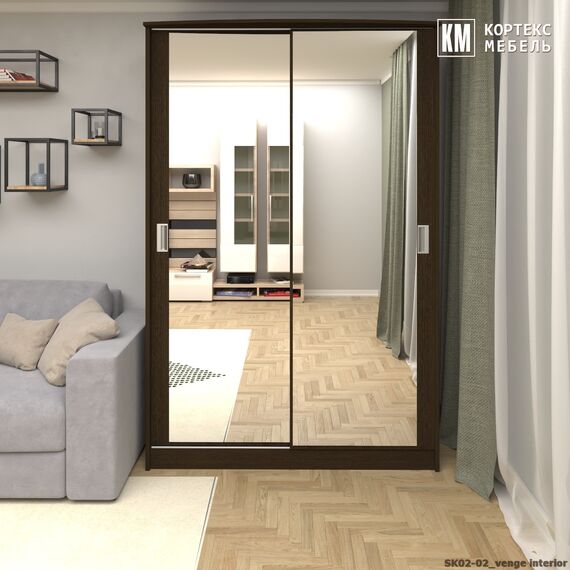 Шкаф-купе Лагуна ШК02-02 1450/2200/650 (венге), изображение 3