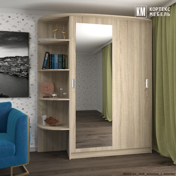 Шкаф-купе Лагуна ШК05-01 1850/2200/650 правый и левый (дуб сонома), изображение 3