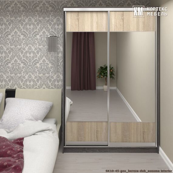 Шкаф-купе СЕНАТОР ШК10-45 геометрия 1450/2216/450 (береза/дуб сонома), изображение 3