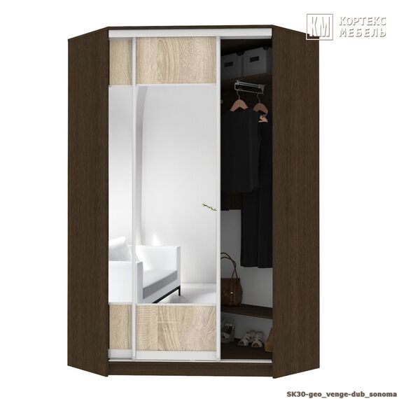 Шкаф-купе СЕНАТОР ШК30 геометрия (угловой) 1200/2216/1200 (венге/дуб сонома)