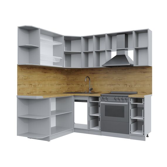 Кухня угловая Берес Б (дуб королевский/дуб королевский), Размеры: Размер 1,7х2,1 м., изображение 3