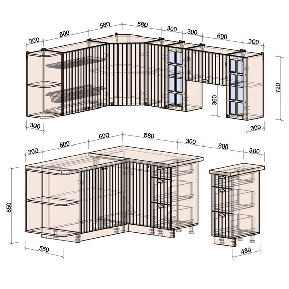 Кухня угловая Берес Б (дуб снежный/дуб снежный), Размеры: Размер 1,7х2,1 м., изображение 2