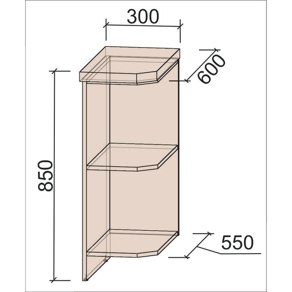 Нижние завершающие полки правые 300мм (НПз30) Тренд