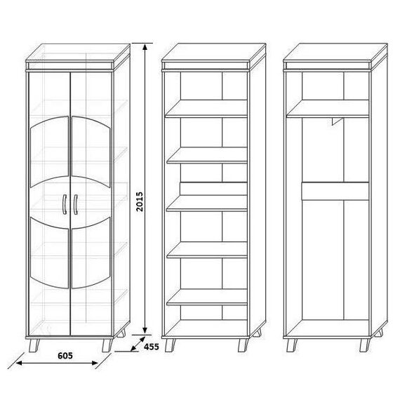 Шкаф для одежды 2Д КМК 0364.3 (бадего/белый с серебром), изображение 2
