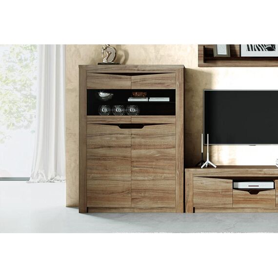 Шкаф с витриной Соренто 2-х дверный 107x38.5x150 (дуб стирлинг/кофе стуктурный матовый), изображение 2