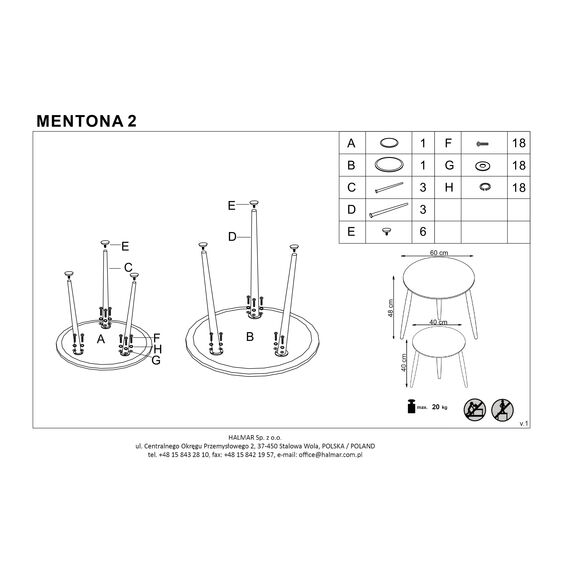  Комплект MENTONA 2 (2 стола журнальных) дуб золотой/черный, 40/41 и 59/48, изображение 7