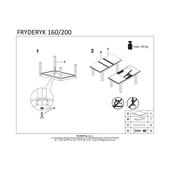  Стол обеденный FRYDERYK раскладной, т. орех/т. орех, 160-240/90/74, изображение 8