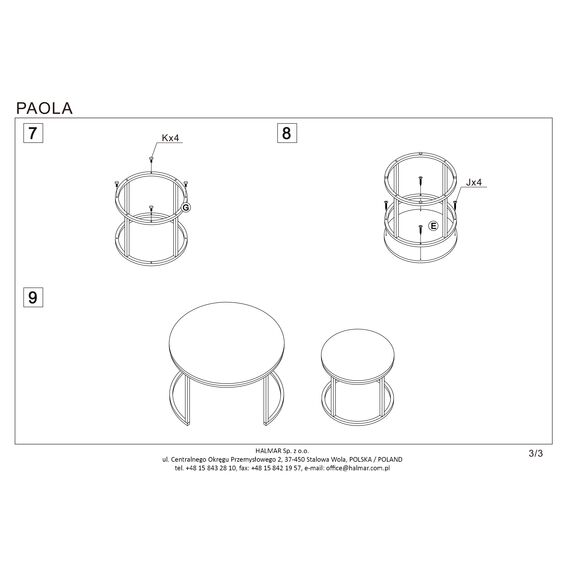  Комплект PAOLA (2 стола журнальных) белый мрамор/золотой, 60/40 и 38/34, изображение 13