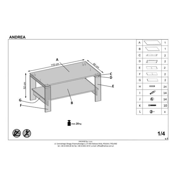 Стол журнальный ANDREA темный орех/темный орех, 110/60/52, изображение 6