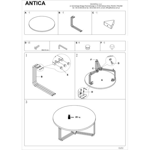 Стол журнальный ANTICA белый мрамор/черный, 80/36, изображение 7