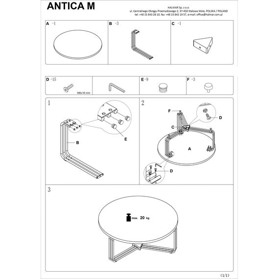 Стол журнальный ANTICA M белый мрамор/черный, 55/41, изображение 7