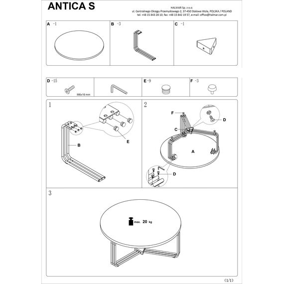 Стол журнальный ANTICA S белый мрамор/черный, 40/45, изображение 10