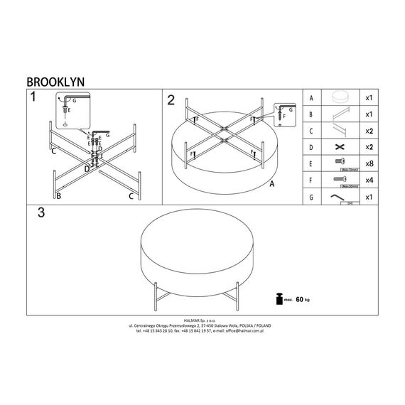 Стол журнальный BROOKLYN дуб натуральный/черный, 80/37, изображение 5