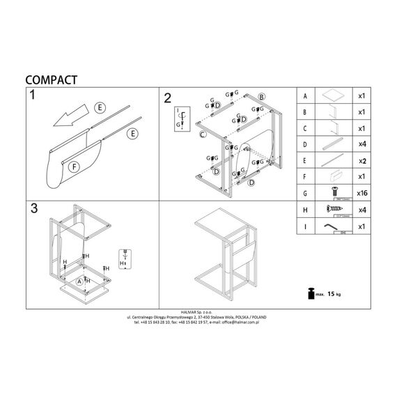 Стол журнальный COMPACT дуб золотой/черный, 47/33/65, изображение 10