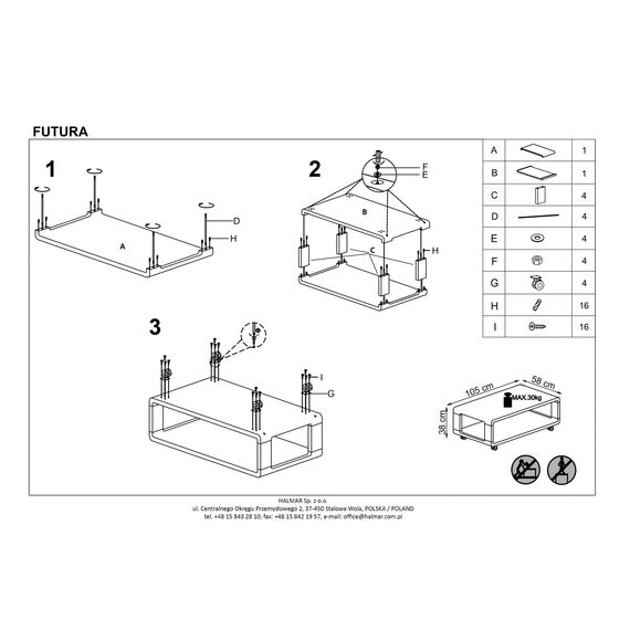 Стол журнальный FUTURA белый/белый, 105/58/38, изображение 2