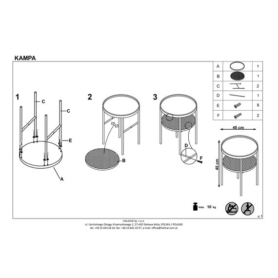 Стол журнальный KAMPA натуральный/черный, 45/45, изображение 7