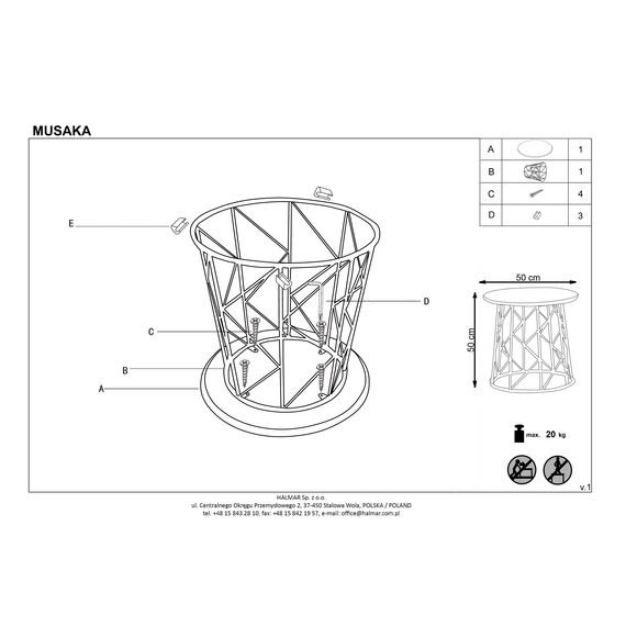 Стол журнальный MUSAKA орех/черный, 50/50, изображение 8