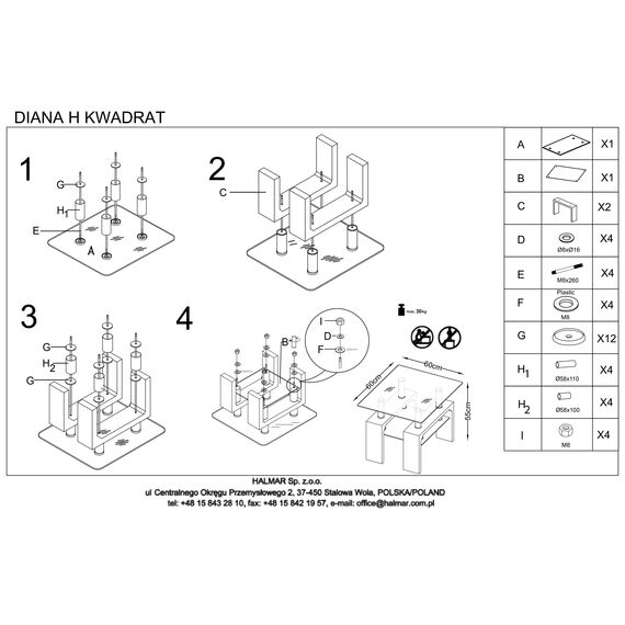 Стол журнальный DIANA H KWADRAT дуб сонома, 60/60/55, изображение 2