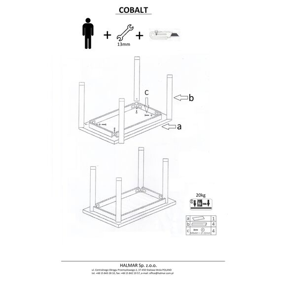 Стол обеденный COBALT дуб вотан/черный, 120/68/77, изображение 2