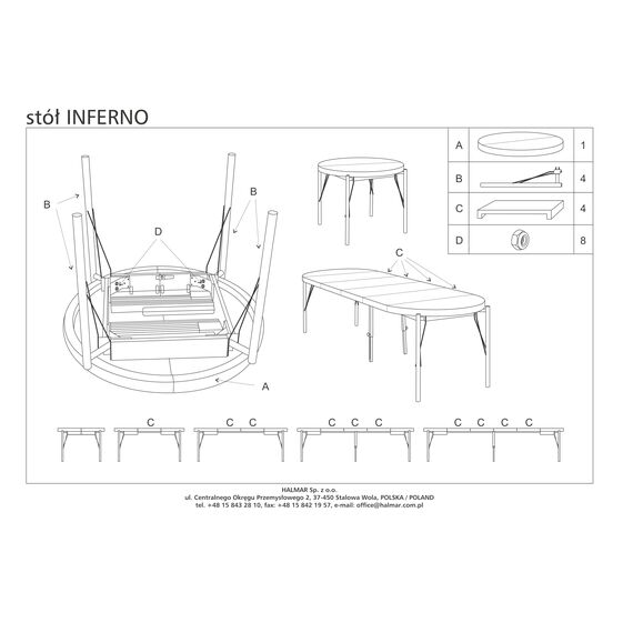 Стол обеденный INFERNO раскладной, дуб натуральный/черный, 100-300/100/76, изображение 12