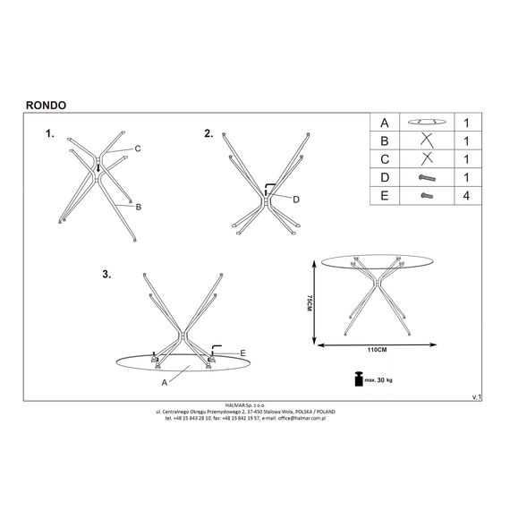 Стол обеденный RONDO прозрачный/золотой, 110/74, изображение 16