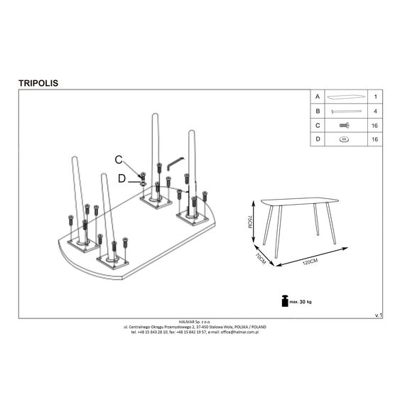 Стол обеденный TRIPOLIS дуб золотой/черный, 120/70/76, изображение 12