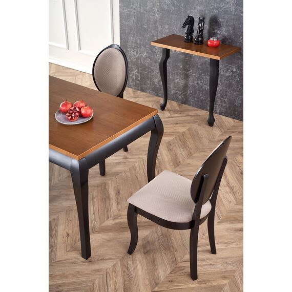 Стол обеденный WINDSOR раскладной, дуб темный/черный, 160-240/90/76, изображение 9