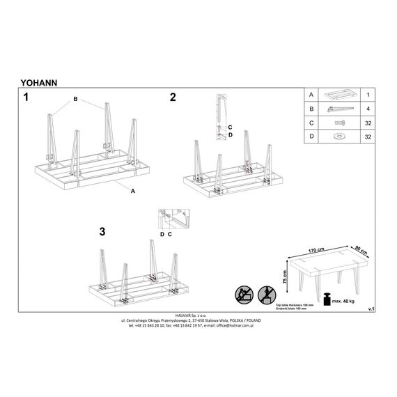 Стол обеденный YOHANN дуб сан ремо/черный, 170/90/76, изображение 9