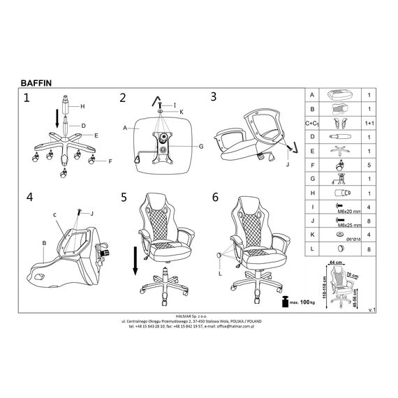 Кресло компьютерное BAFFIN черный/красный, изображение 10