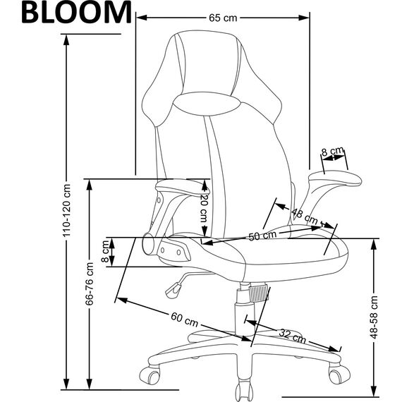 Кресло компьютерное BLOOM серый/черный, изображение 11
