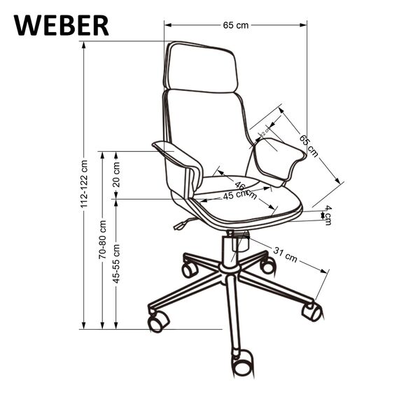 Кресло компьютерное WEBER ореховый/черный, изображение 11