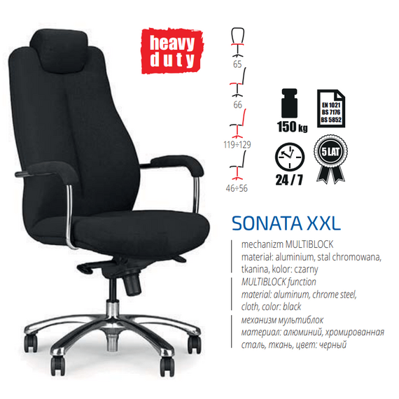 Кресло компьютерное SONATA XXL черный, изображение 2