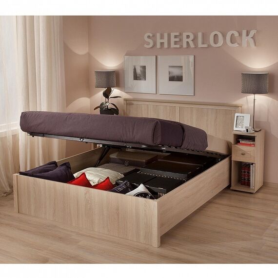 Sherlock 43.2 (спальня) Кровать с подъемным механизмом (1400) (дуб сонома_), изображение 3