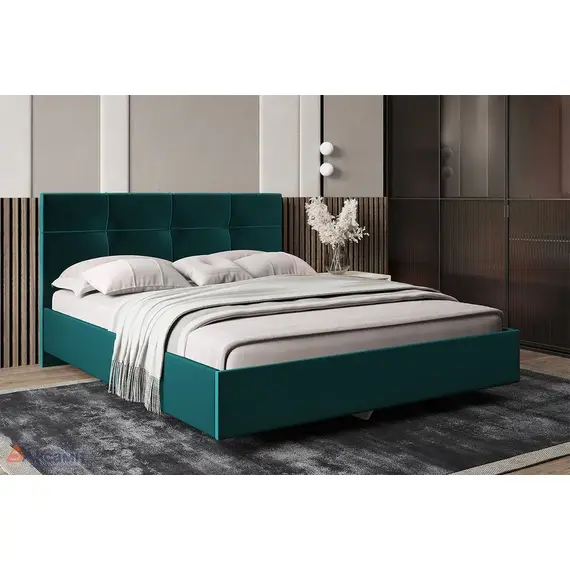 Каприз кровать на латах 1600 Микровелюр 5 (newtone EMERaLD (зеленый))