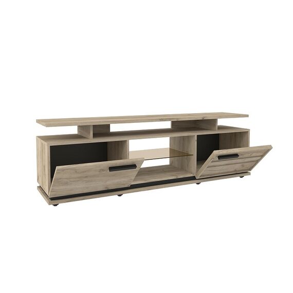 Oslo 3 (гостиная) Тумба ТВ (дуб серый craft - черный), изображение 2