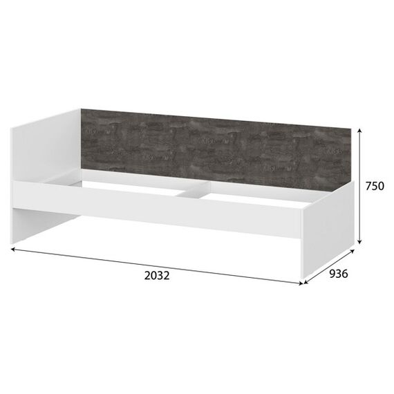 Кровать-диван Анри 90x200 (белый текстурный/железный камень), изображение 3