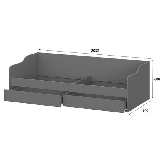 Кровать Денвер КР 2 90x200 (графит серый), изображение 3