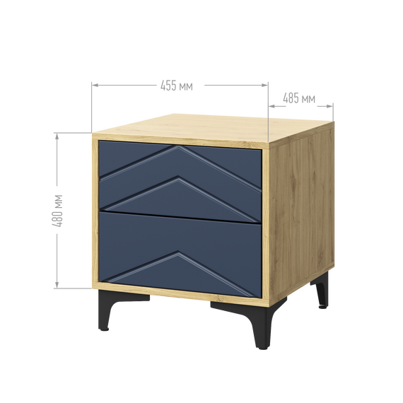 Тумба 2Я Тиана (дуб наварра 386 SWN / SAT 27(синий мат.)), изображение 2