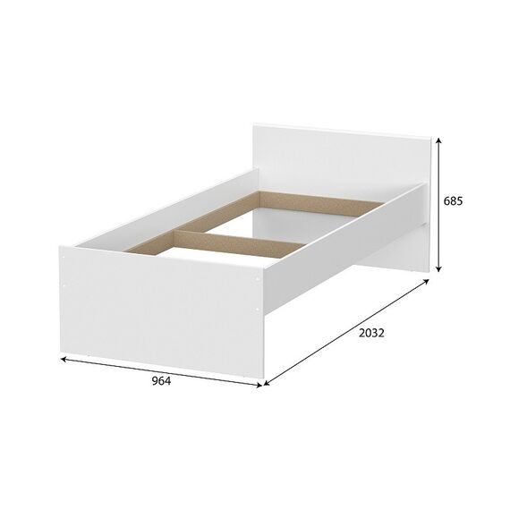 Кровать Токио 90x200 без основания (белый текстурный), изображение 2