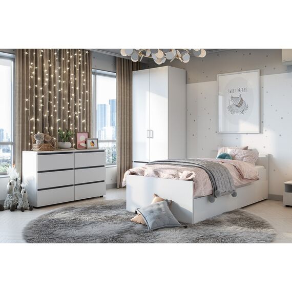 Кровать Токио 90x200 без основания (белый текстурный), изображение 7