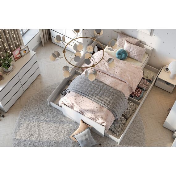 Кровать Токио 90x200 без основания (белый текстурный), изображение 6
