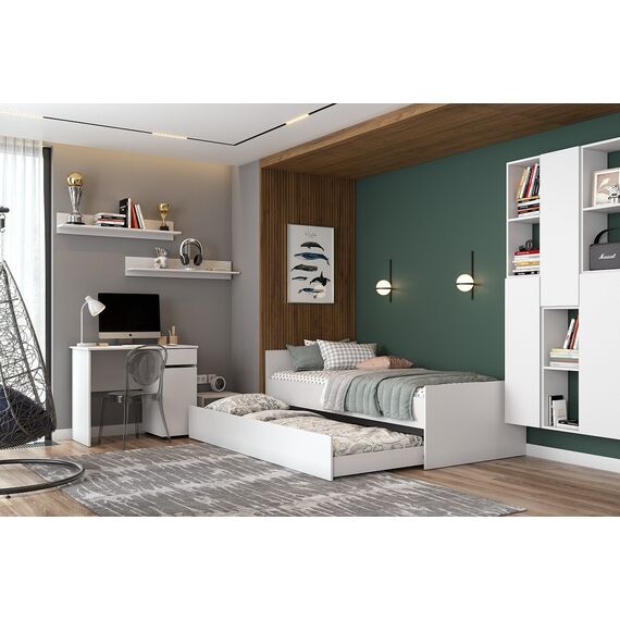 Кровать Токио 90x200 без основания (белый текстурный), изображение 5