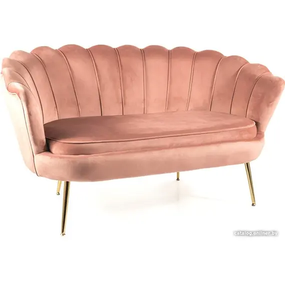 Диван SIGNAL CAMELLIA 2 Velvet Bluvel 52 античный розовый/золотой